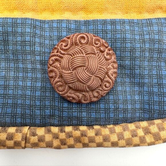 VTG Hand Quilted Wall Hanging 8x12 Gingerbread Man Hearts Buttons Kitchen Decor - Picture 7 of 11